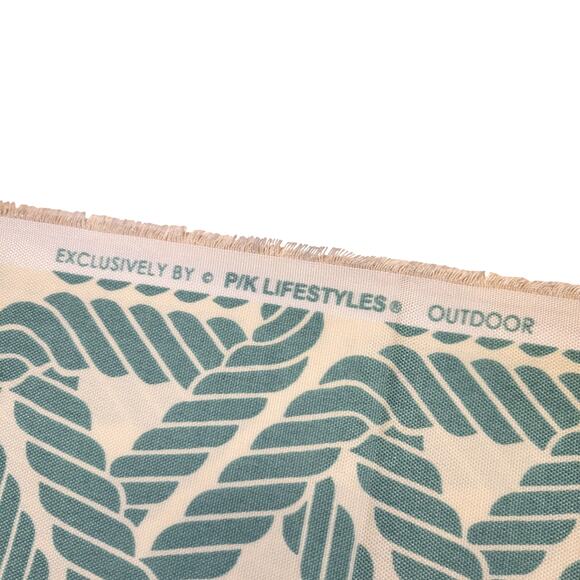 P/K Lifestyles Outdoor Screen Print Fabric Rope Design 54"x51" Cream Green - Picture 8 of 12